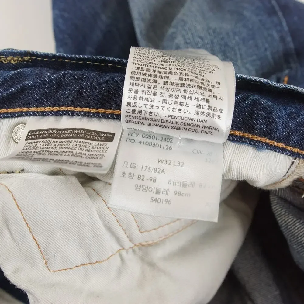 Levis 501 Original Fit Selvedge Blue Button Fly Straight Leg Jeans Sz 32 x 32